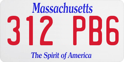 MA license plate 312PB6