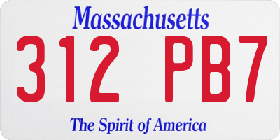 MA license plate 312PB7