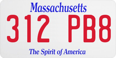 MA license plate 312PB8