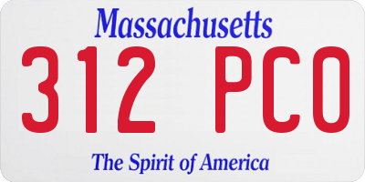 MA license plate 312PC0