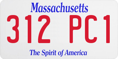 MA license plate 312PC1