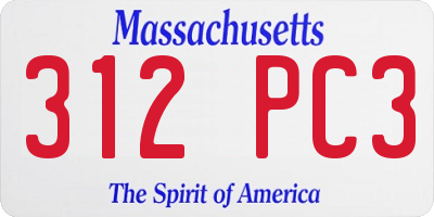 MA license plate 312PC3