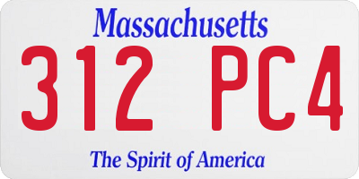 MA license plate 312PC4