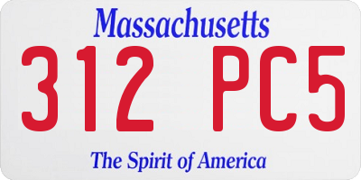 MA license plate 312PC5