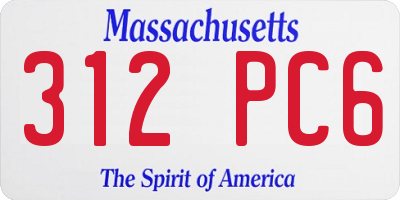 MA license plate 312PC6