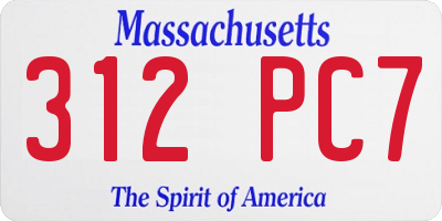 MA license plate 312PC7
