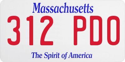 MA license plate 312PD0