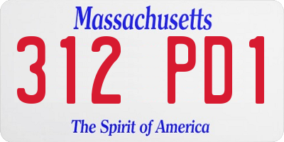 MA license plate 312PD1