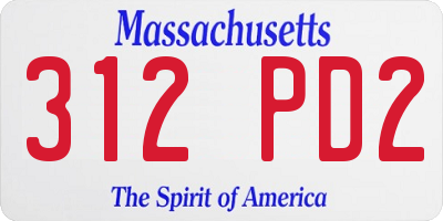MA license plate 312PD2