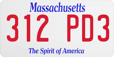 MA license plate 312PD3