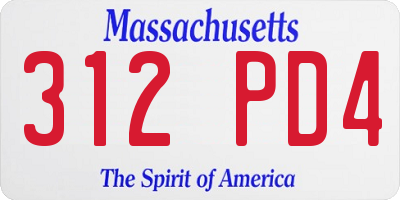 MA license plate 312PD4