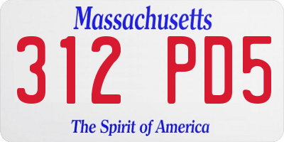 MA license plate 312PD5
