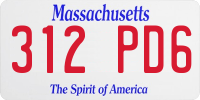 MA license plate 312PD6