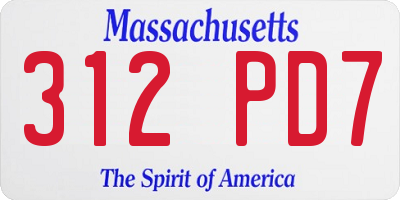 MA license plate 312PD7