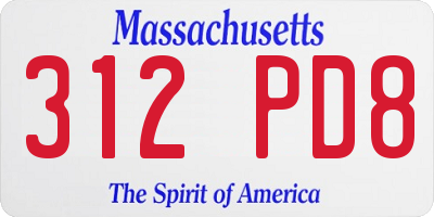 MA license plate 312PD8