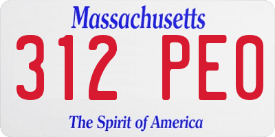 MA license plate 312PE0