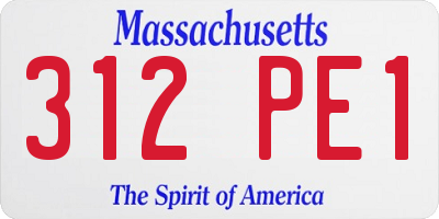 MA license plate 312PE1