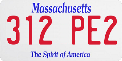 MA license plate 312PE2