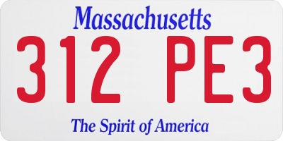 MA license plate 312PE3