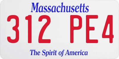 MA license plate 312PE4