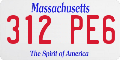 MA license plate 312PE6