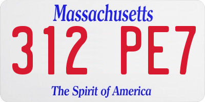MA license plate 312PE7