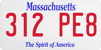 MA license plate 312PE8