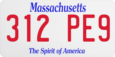 MA license plate 312PE9