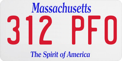 MA license plate 312PF0