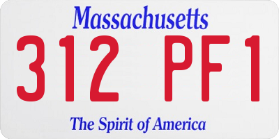MA license plate 312PF1