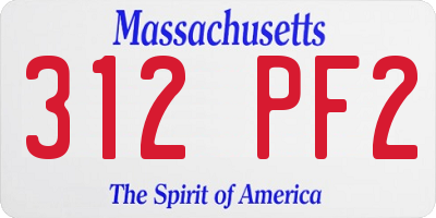 MA license plate 312PF2