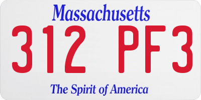 MA license plate 312PF3