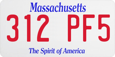 MA license plate 312PF5
