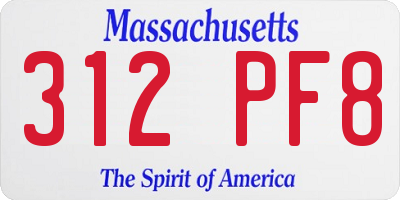 MA license plate 312PF8