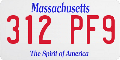 MA license plate 312PF9