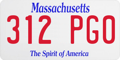 MA license plate 312PG0