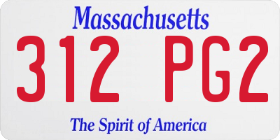 MA license plate 312PG2