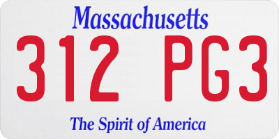 MA license plate 312PG3