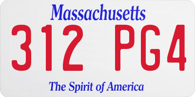 MA license plate 312PG4