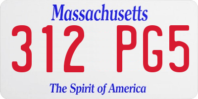 MA license plate 312PG5