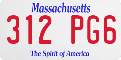 MA license plate 312PG6