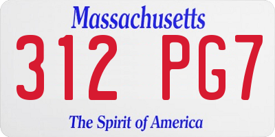 MA license plate 312PG7