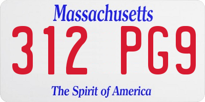 MA license plate 312PG9