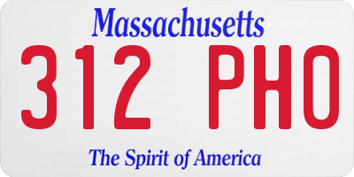 MA license plate 312PH0