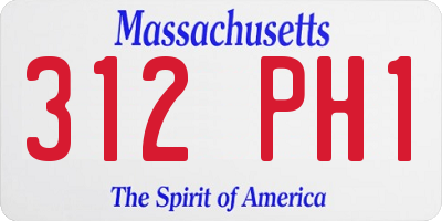 MA license plate 312PH1