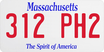 MA license plate 312PH2