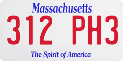 MA license plate 312PH3