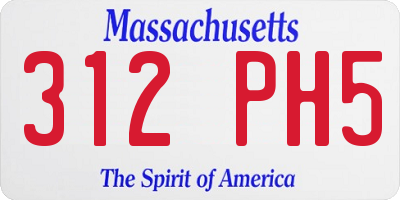 MA license plate 312PH5