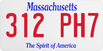 MA license plate 312PH7