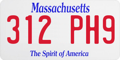 MA license plate 312PH9
